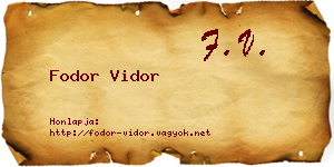 Fodor Vidor névjegykártya